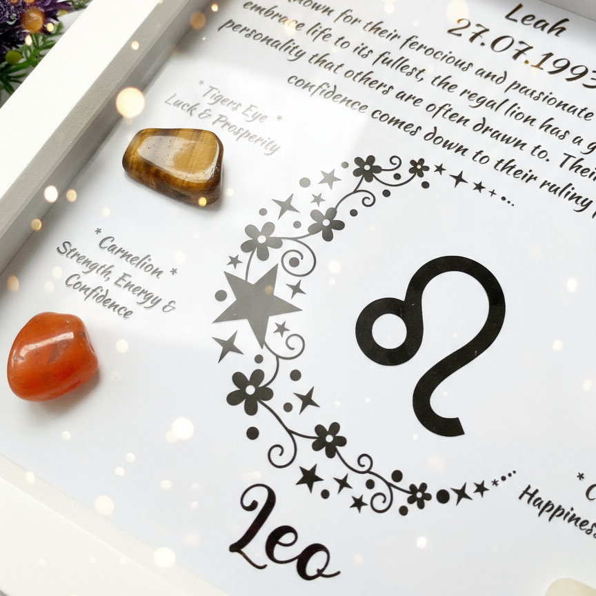 Leo frame gemstone detail with warm lighting
