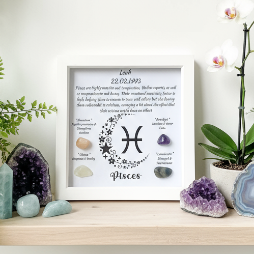 Pisces frame on shelf with flowing plants
