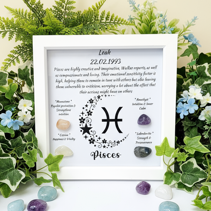 Pisces frame with plants and aquatic crystals