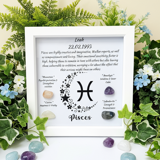 Pisces frame with plants and aquatic crystals