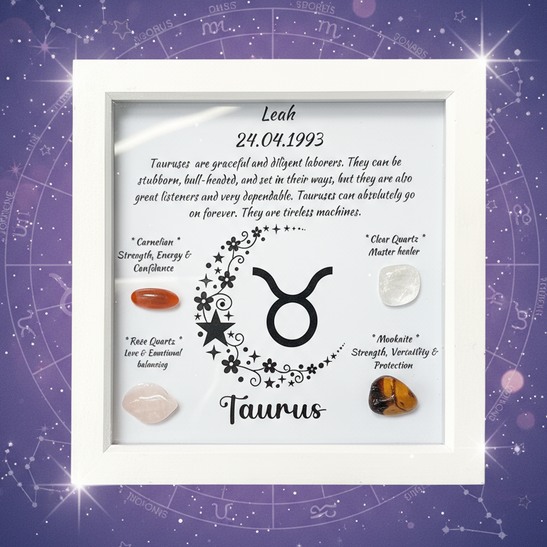 Taurus frame with celestial zodiac background