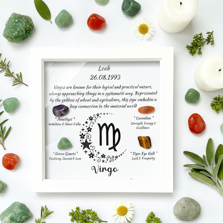 Virgo frame flat lay on white surface