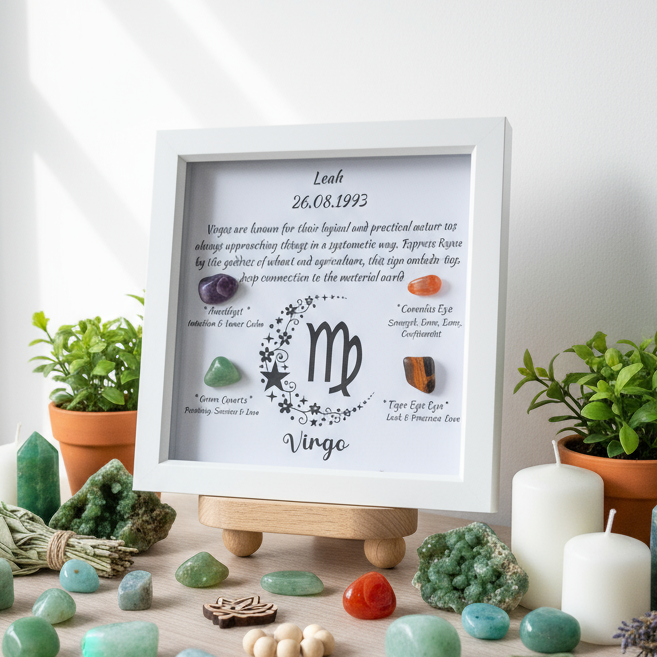 Virgo frame with crystals and plants lifestyle shot